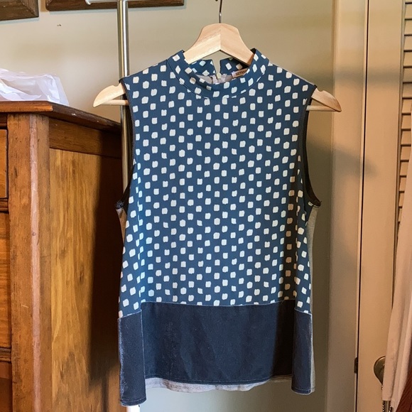 Zara Tops - #12 NEW Zara Mixed Media Sleeveless Polka Dot Top Size Small